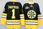 Boston Bruins Branded Home Premium #1 Jeremy Swayman hockey jersey