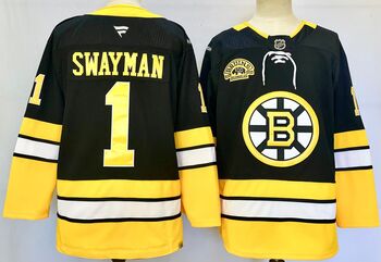 Boston Bruins Branded Home Premium #1 Jeremy Swayman hockey jersey MEN WOMEN YOUTH S-6XL SIZE
