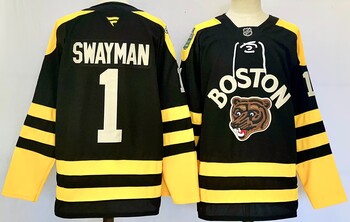 Boston Bruins Branded  Premium #1 Jeremy Swayman hockey jersey MEN WOMEN YOUTH S-6XL SIZE