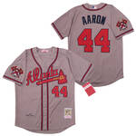 Braves #44 Hank Aaron Jersey Old Style Uniform 1974 grey Raglan men women youth size S-6XL