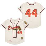 Braves #44 Hank Aaron Jersey Old Style Uniform cream Raglan