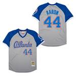 Braves #44 Hank Aaron Jersey Old Style Uniform grey Raglan retro men women youth size S-6XL