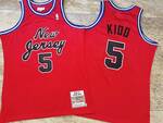 Brooklyn Nets #5 JASON KIDD stitched basketball Jersey-06-07 vintage red tight hydrangea