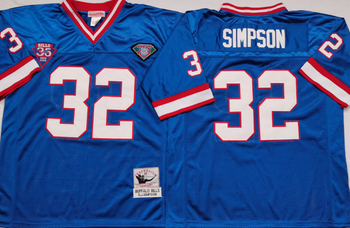 Buffalo Bills Blue #32 SIMPSON Mitchell & Ness Football Jersey Retro men women youth size S-6XL