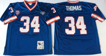 Buffalo Bills Blue #34 THOMAS Mitchell & Ness Football Jersey Retro men women youth size S-6XL