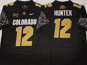 COLORADO BUFFALOES Black #12 HUNTER new style Football Jersey MEN WOMEN YOUTH S-6XL SIZE
