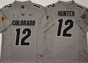 COLORADO BUFFALOES GRAY #12 HUNTER Football Jersey MEN WOMEN YOUTH S-6XL SIZE