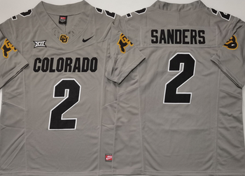 COLORADO BUFFALOES GRAY #2 SANDERS Football Jersey MEN WOMEN YOUTH S-6XL SIZE