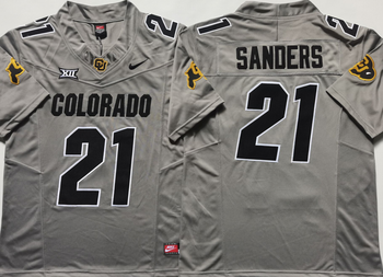 COLORADO BUFFALOES GRAY #21 SANDERS Football Jersey MEN WOMEN YOUTH S-6XL SIZE