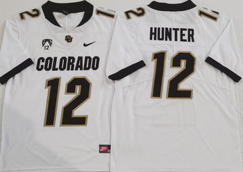 COLORADO BUFFALOES White 12 HUNTER Football Jersey MEN WOMEN YOUTH S-6XL SIZE