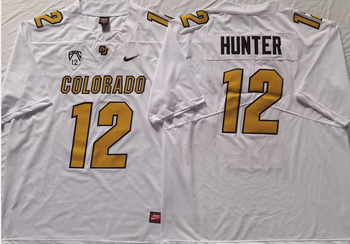 COLORADO BUFFALOES White Yellow 12 HUNTER Football Jersey MEN WOMEN YOUTH S-6XL SIZE