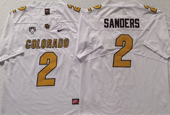 COLORADO BUFFALOES White Yellow 2 SANDERS Football Jersey MEN WOMEN YOUTH S-6XL SIZE