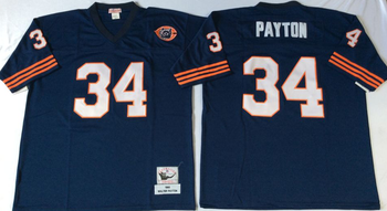 Chicago Bears Blue #34 PAYTON retro Mitchell & Ness Football Jersey Retro men women youth size S-6XL