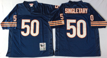 Chicago Bears Blue #50 SINGLETARY Mitchell & Ness Football Jersey Retro men women youth size S-6XL