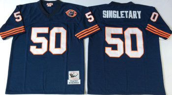 Chicago Bears Blue #50 SINGLETARY retro Mitchell & Ness Football Jersey Retro men women youth size S-6XL