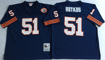 Chicago Bears Blue #51 BUTKUS retro Mitchell & Ness Football Jersey Retro men women youth size S-6XL
