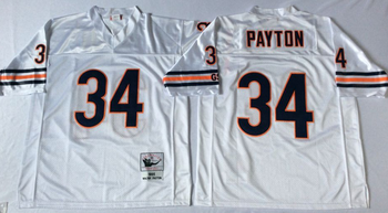 Chicago Bears White #34 PAYTON Mitchell & Ness Football Jersey Retro men women youth size S-6XL