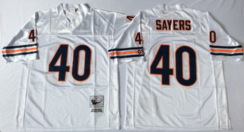 Chicago Bears White #40 SAYERS Mitchell & Ness Football Jersey Retro men women youth size S-6XL