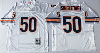 Chicago Bears White #50 SINGLETARY Mitchell & Ness Football Jersey Retro men women youth size S-6XL