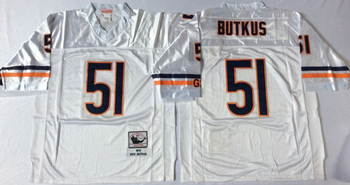 Chicago Bears White #51 BUTKUS Mitchell & Ness Football Jersey Retro men women youth size S-6XL