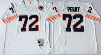 Chicago Bears White version #72 PERRY Mitchell & Ness Football Jersey Retro men women youth size S-6XL
