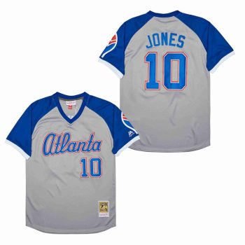 Chipper Jones Atlanta Braves Jersey Mitchell & Ness grey men women youth size S-6XL