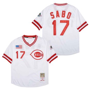 Chris Sabo Cincinnati Reds Jersey Mitchell & Ness white retro men women youth size S-6XL