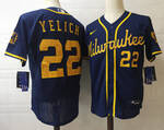 Christian Yelich Autographed Milwaukee Brewers navy stitched baseball Jersey