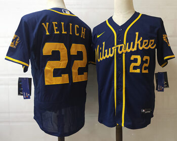 Christian Yelich Autographed Milwaukee Brewers navy stitched baseball Jersey MEN WOMEN YOUTH S-6XL SIZE