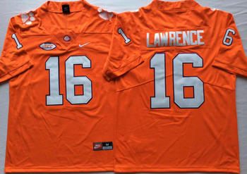 Clemson Tigers Orange 16 LAWRENCE Football Jersey MEN WOMEN YOUTH S-6XL SIZE