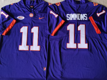 Clemson Tigers Purple 11 SIMMONS Football Jersey MEN WOMEN YOUTH S-6XL SIZE