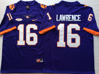 Clemson Tigers Purple 16 LAWRENCE Football Jersey MEN WOMEN YOUTH S-6XL SIZE