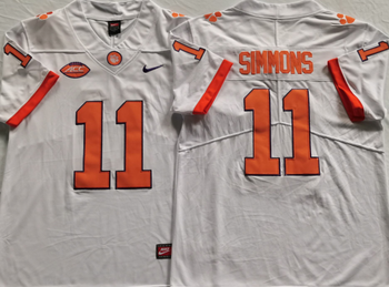 Clemson Tigers White 11 SIMMONS Football Jersey MEN WOMEN YOUTH S-6XL SIZE