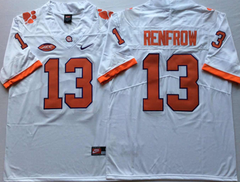 Clemson Tigers White 13 RENFROW Football Jersey MEN WOMEN YOUTH S-6XL SIZE
