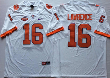 Clemson Tigers White 16 LAWRENCE Football Jersey MEN WOMEN YOUTH S-6XL SIZE