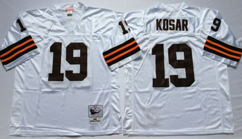 Cleveland browns #19 White KOSAR Mitchell & Ness Football Jersey Retro men women youth size S-6XL
