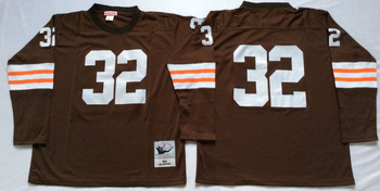 Cleveland browns 32 Coffee BROWN Mitchell & Ness Football Jersey Retro men women youth size S-6XL