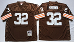 Cleveland browns #32 Coffee BROWN RETRO Mitchell & Ness Football Jersey Retro men women youth size S-6XL