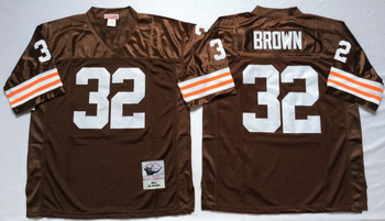 Cleveland browns #32 Coffee BROWN RETRO Mitchell & Ness Football Jersey Retro men women youth size S-6XL