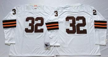Cleveland browns 32 White BROWN Mitchell & Ness Football Jersey Retro men women youth size S-6XL