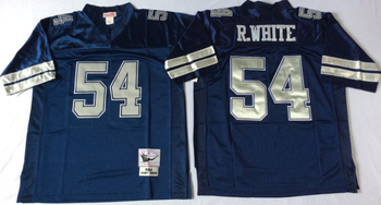 Dallas Cowboys Blue #54 Mitchell & Ness Football Jersey Retro men women youth size S-6XL