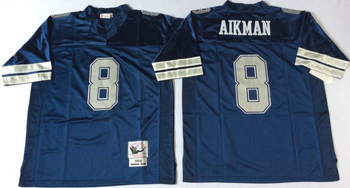 Dallas Cowboys Blue #8 Mitchell & Ness Football Jersey Retro men women youth size S-6XL