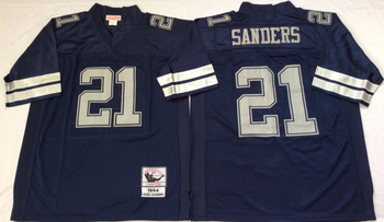 Dallas Cowboys Blue version #21 Mitchell & Ness Football Jersey Retro men women youth size S-6XL