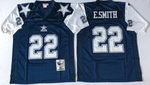Dallas Cowboys Blue version #22 Mitchell & Ness Football Jersey Retro men women youth size S-6XL