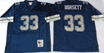 Dallas Cowboys Blue version #33 Mitchell & Ness Football Jersey Retro men women youth size S-6XL