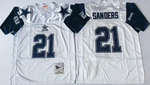 Dallas Cowboys White #21 Mitchell & Ness Football Jersey Retro men women youth size S-6XL