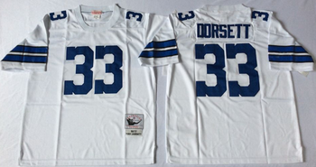 Dallas Cowboys White #33 Mitchell & Ness Football Jersey Retro men women youth size S-6XL