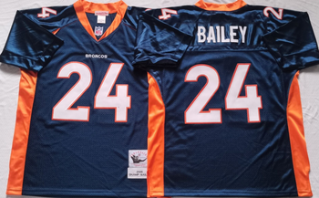 Denver Broncos Blue #24 BAILEY Mitchell & Ness Football Jersey Retro men women youth size S-6XL