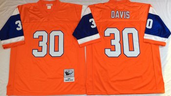 Denver Broncos Orange #30 DAVIS Mitchell & Ness Football Jersey Retro men women youth size S-6XL