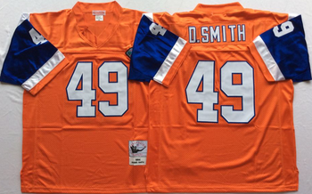 Denver Broncos Orange #49 D.SMITH Mitchell & Ness Football Jersey Retro men women youth size S-6XL